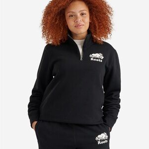 🦫 Roots Black Quarter-Zip Sweatshirt XL